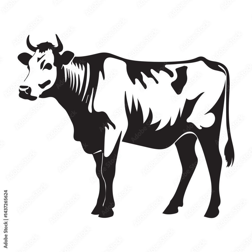 Fototapeta premium Stylish Black and White Silhouette of a Cow