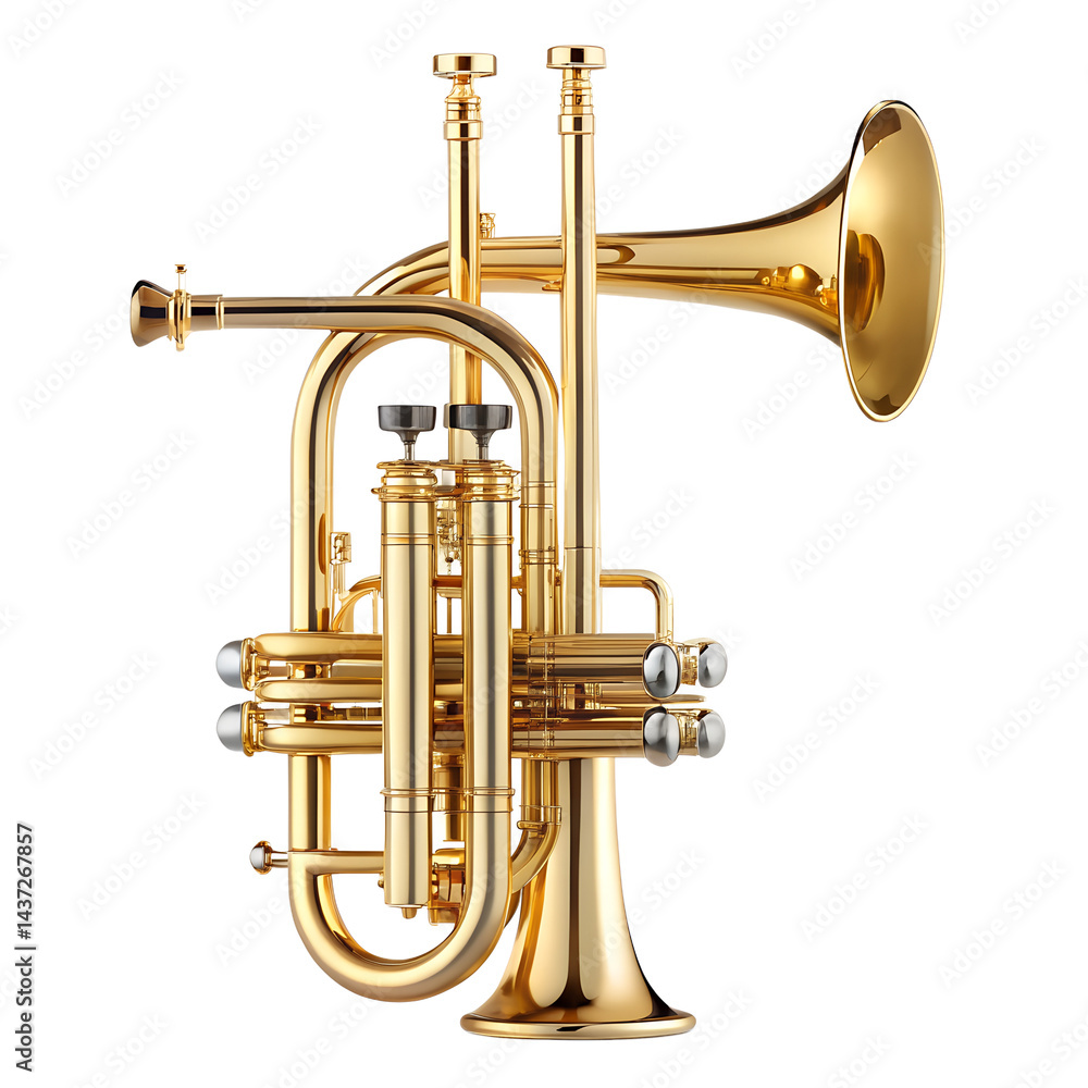 Naklejka premium brass trumpet isolated on white