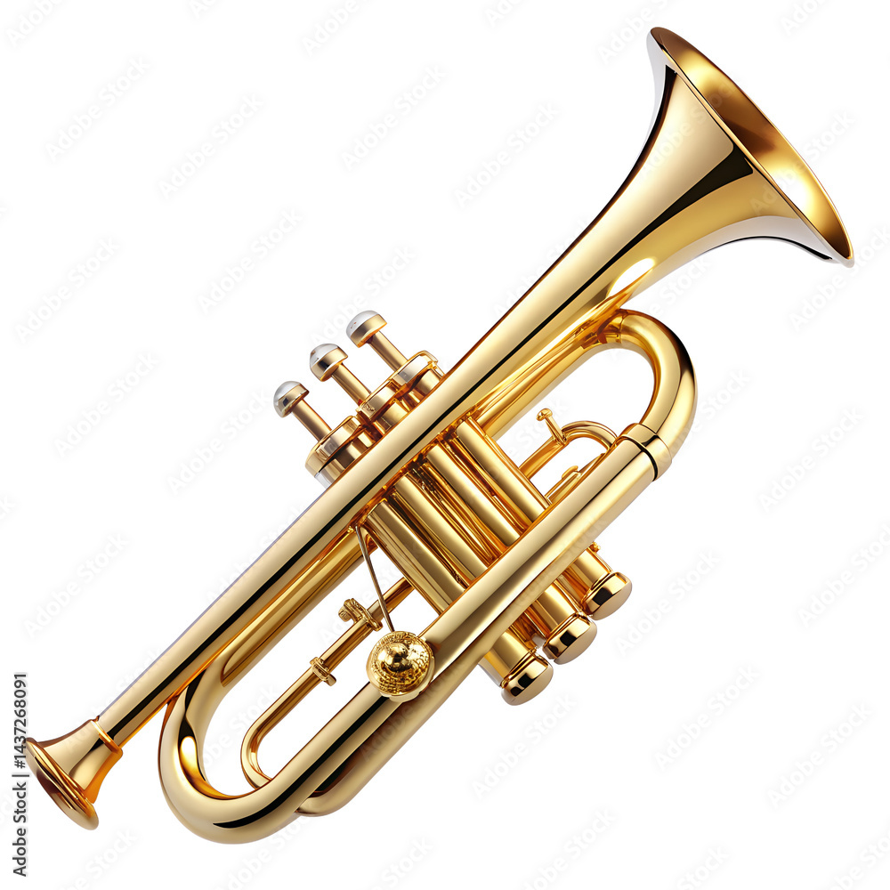 Fototapeta premium gold trumpet isolated on white