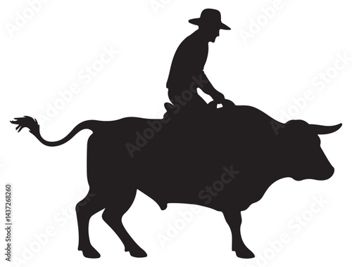 BULL RIDER SILHOUETTE WHITE BACKGROUND