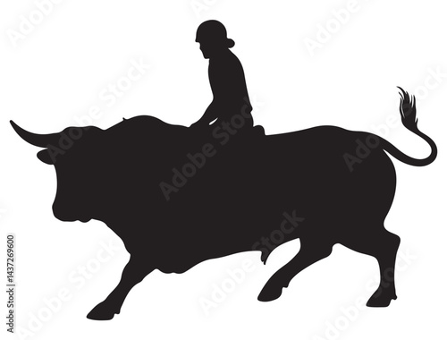 BULL RIDER SILHOUETTE WHITE BACKGROUND