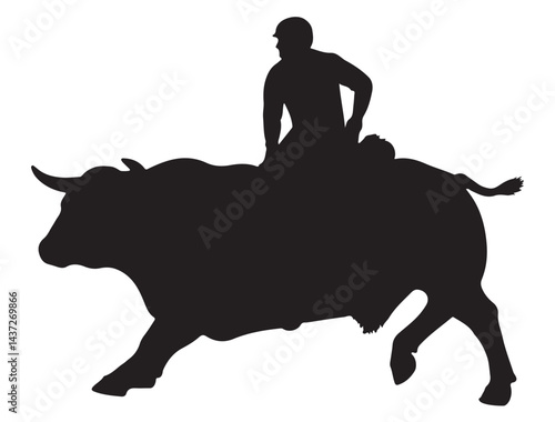 BULL RIDER SILHOUETTE WHITE BACKGROUND