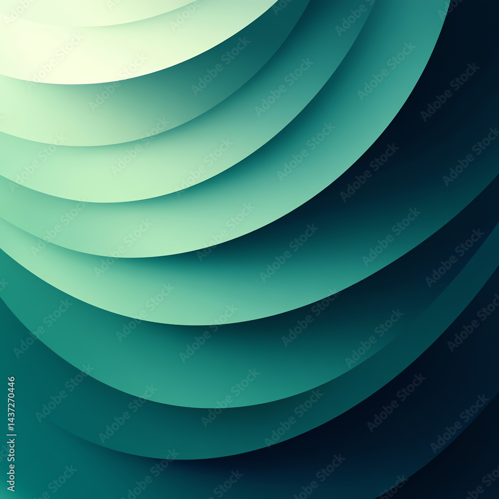 Fototapeta premium Create a stunning gradient background with deep Caribbean green and cyan tones, featuring a soft glowing light effect and subtle concentric arcs for a modern, futuristic look. Perfect for wallpapers,