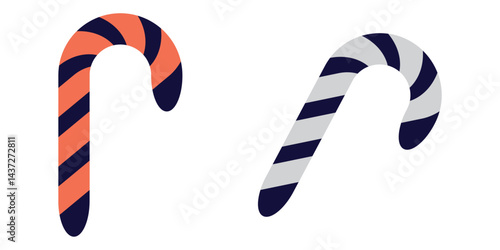 Christmas Candy Cane Icon, Crossed Candy Cane Silhouette, vector illustration. eps 10