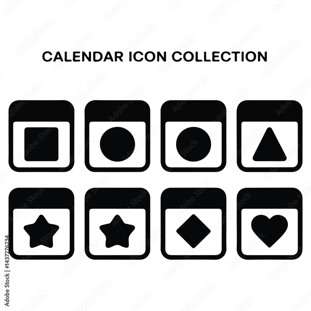 A silhouette Calender icon vector on a white background A silhouette Calender icon vector on a white background