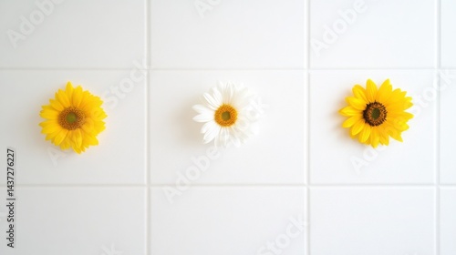 Yellow sunflowers on a white background