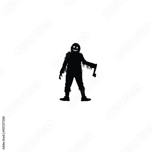 Halloween psychopath silhouette on white background
