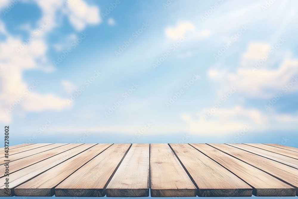 Wooden deck under a vibrant sky Wooden deck under a vibrant sky
