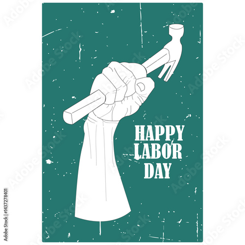 MobilMinimalist May Day design with symbolic hands, gears, and tools representing the contributions of workers worldwide. Ideal for celebrating International Labor Day.e