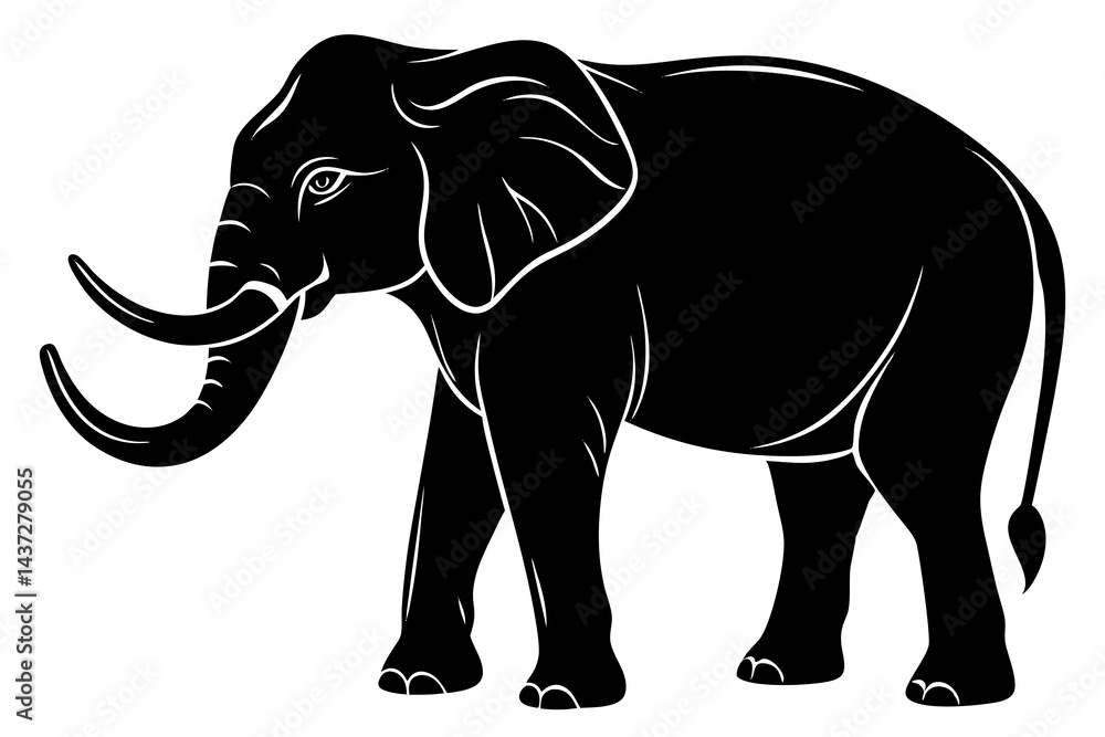Fototapeta premium elephant silhouette vector icon, elephant vector illustration , elephant isolated on white background.