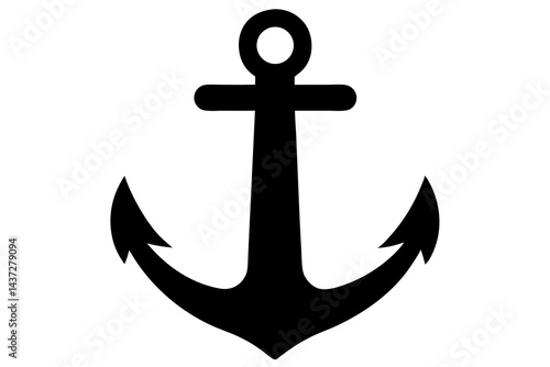 anchor symbol illustration, silhouette of anchor vector icon, anchor isolated on white background.