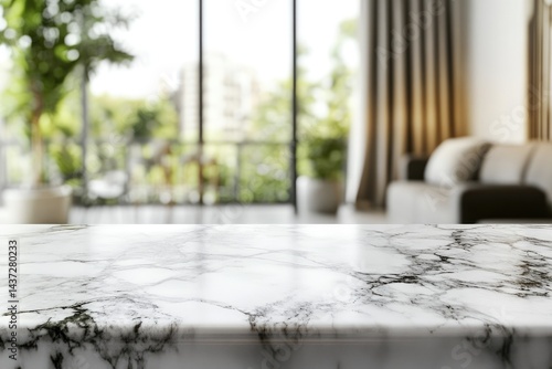 Wallpaper Mural Modern marble tabletop, blurry interior Torontodigital.ca
