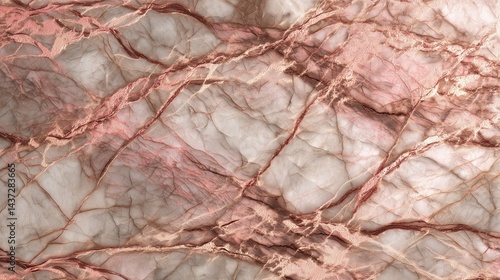 Seamless rose gold marble background texture with natural patterns, top view for luxurious design backdrops