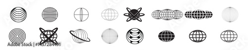 New Retro futuristic elements for design. Collection of abstract graphic geometric symbols and objects in y2k style