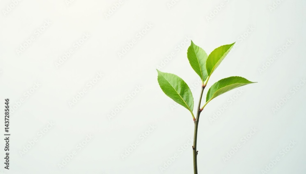 Single, delicate sapling against pure white backdrop, sapling, green Single, delicate sapling against pure white backdrop, sapling, green