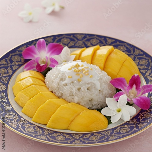 mango sticky rice, Thai dessert, Asian dessert, tropical dessert, 