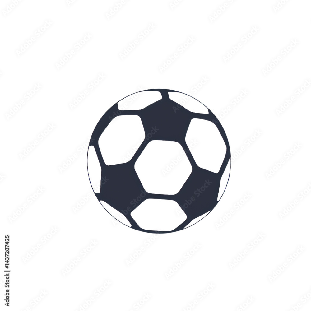 Obraz premium Minimalist Black and White Soccer Ball Icon on White Background for Sports, Football, and Athletic Concepts