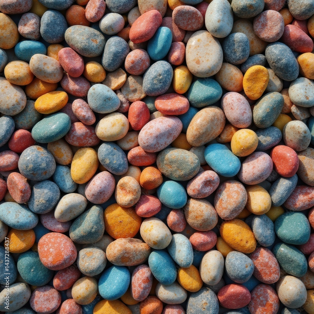 Top view of a collection of colorful pebbles in various shapes and sizes, arranged closely together to form a vibrant, textured natural pattern.
Top view of a collection of colorful pebbles in various shapes and sizes, arranged closely together to form a vibrant, textured natural pattern.