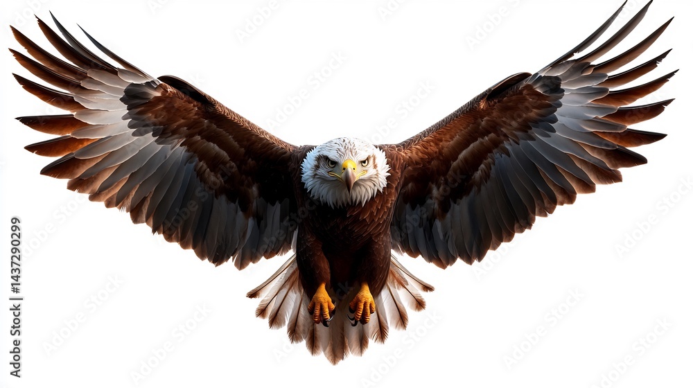 Fototapeta premium Majestic Bald Eagle in Flight: A Symbol of Freedom and Power