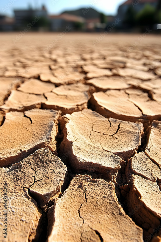 Fototapeta premium Closeup cracked dry earth