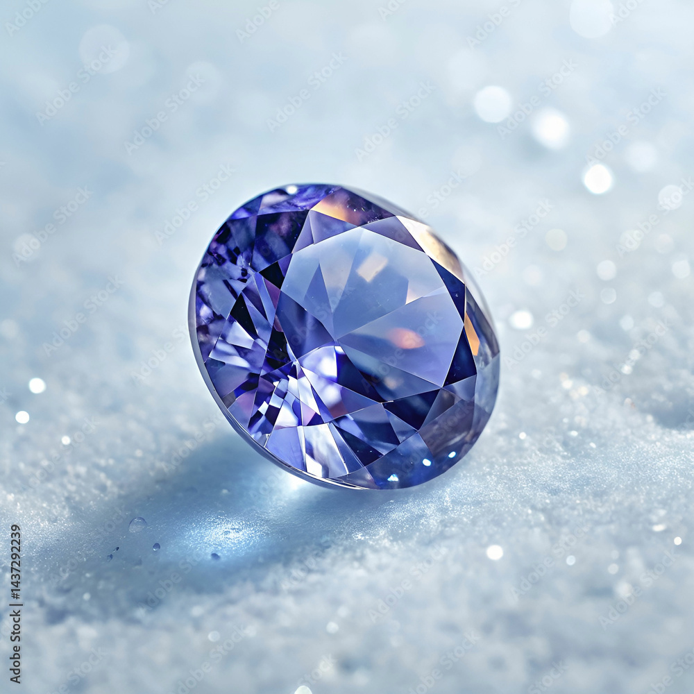 A tanzanite gem seen from underneath, with subtle light playing through its facets A tanzanite gem seen from underneath, with subtle light playing through its facets