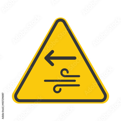 Isolated caution sign side high speed wind on highway, reduce speed fot high vehicle, roll crash truck risk