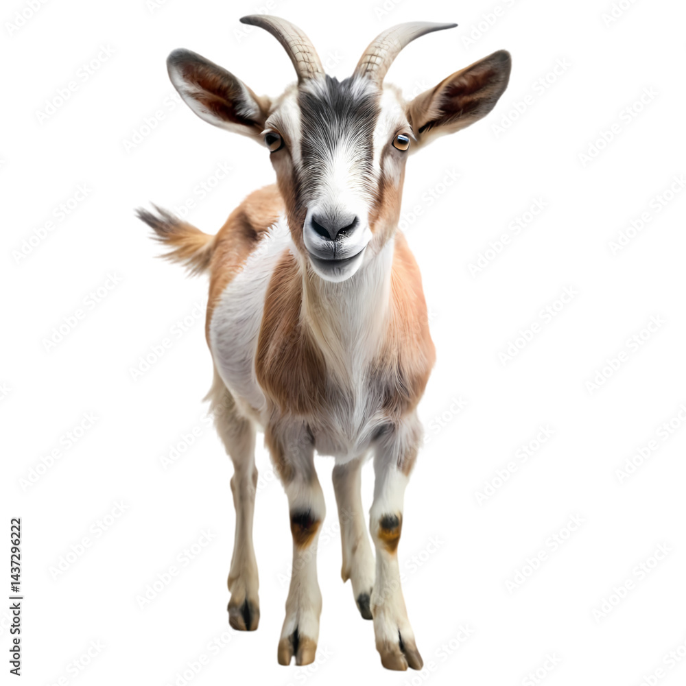 Obraz premium Adorable Goat Image: Farm Animal, Livestock, Goat Pictures on Transparent background