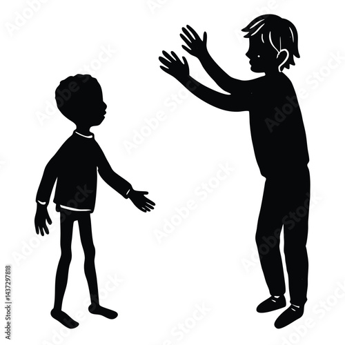 Collection of children silhouettes boys and girls 
vector illustration
