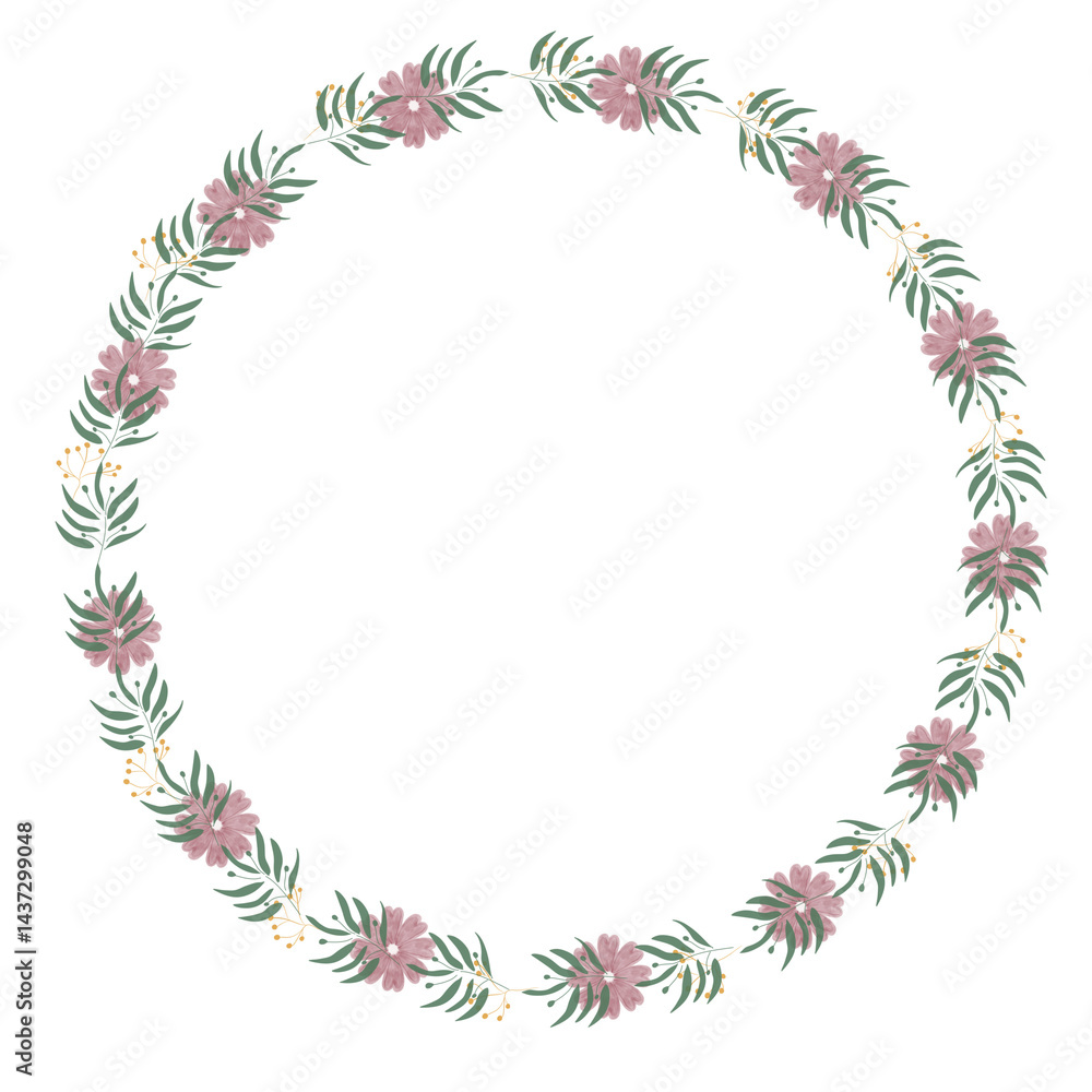 Rustic Green Leaf and Flower Wreath Rustic Green Leaf and Flower Wreath