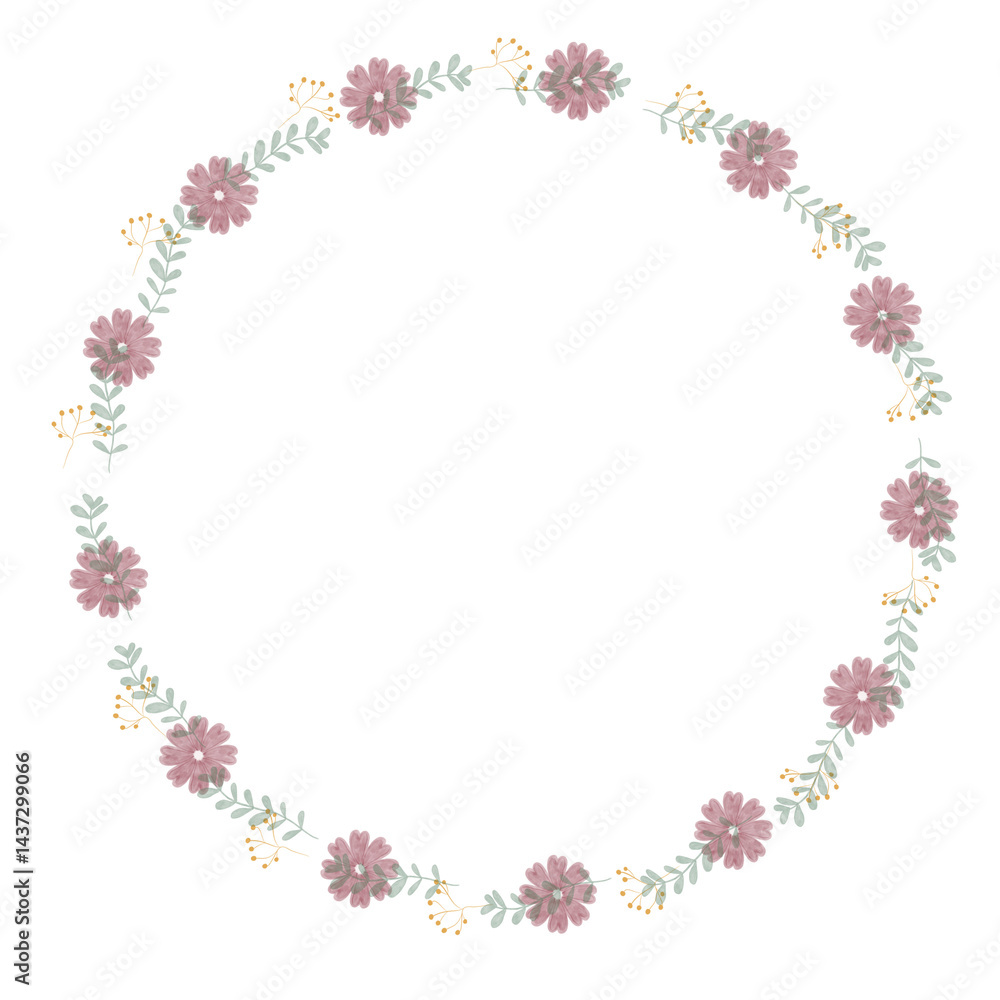 Rustic Green Leaf and Flower Wreath Rustic Green Leaf and Flower Wreath