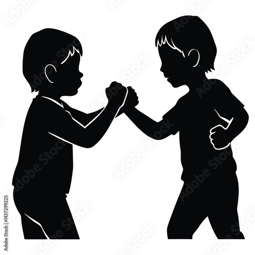 Collection of children silhouettes boys and girls 
vector illustration
