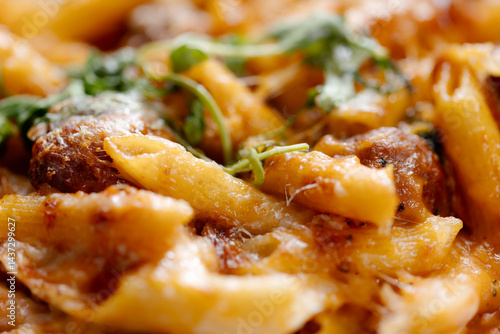 Obraz na płótnie italian meatball macaroni and cheese w salonie