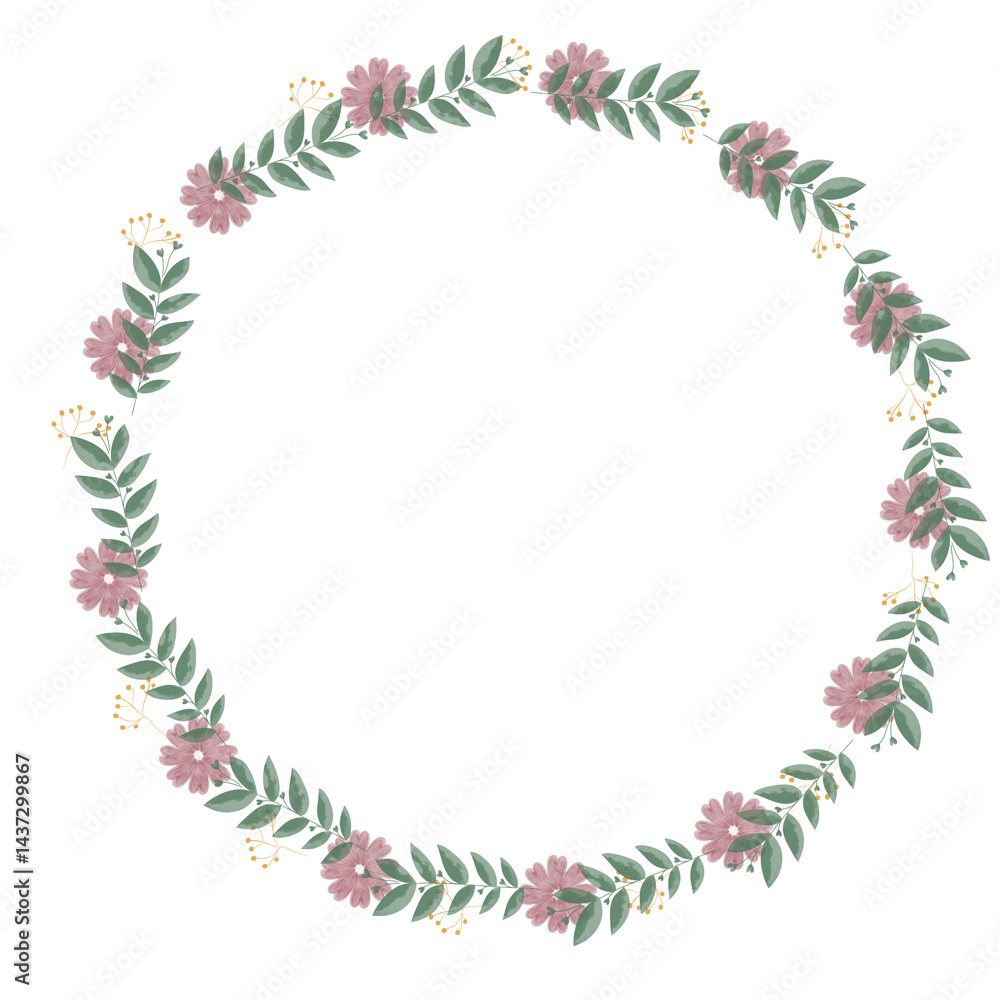 Rustic Green Leaf and Flower Wreath Rustic Green Leaf and Flower Wreath