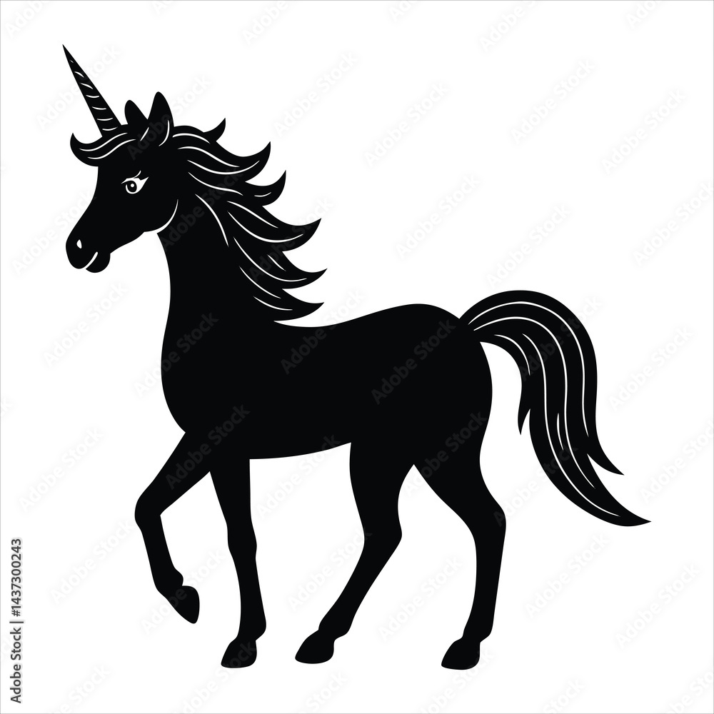 Unicorn silhouette vector illustration Unicorn silhouette vector illustration