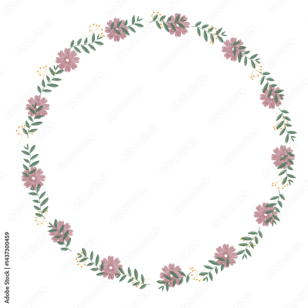Rustic Green Leaf and Flower Wreath Rustic Green Leaf and Flower Wreath