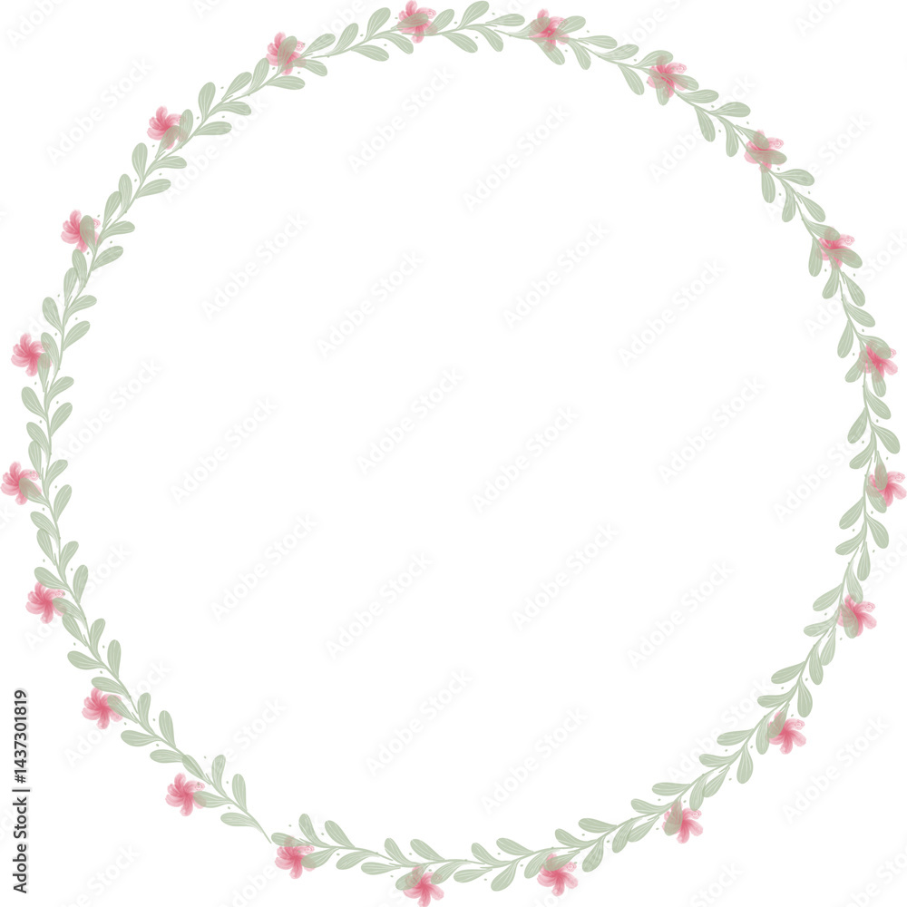 Fototapeta premium Rustic Green Leaf and Flower Wreath