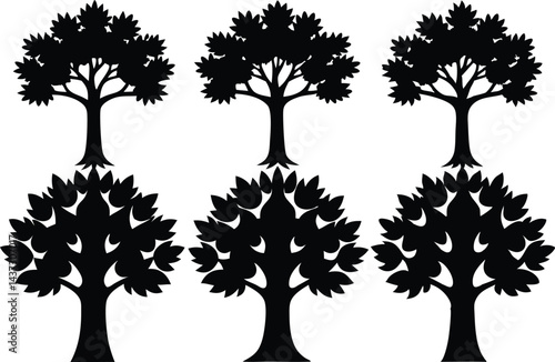Beautiful Chestnut Trees Isolated Silhouette Vector Art Elegant Forest Elements and Nature Design