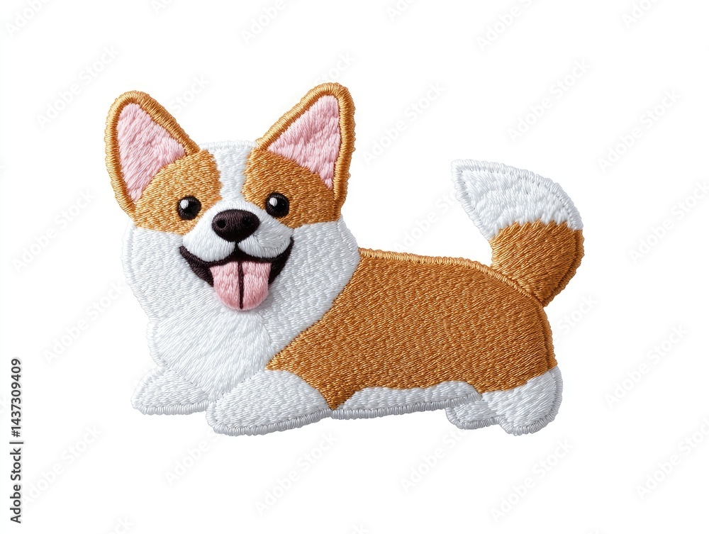Naklejka premium Cute cartoon corgi patch