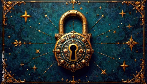 Enigmatic lock with strange symbols and patterns, lock, puzzle, enigmatic