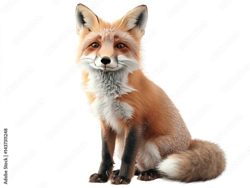 Obraz premium A friendly fox sits facing forward