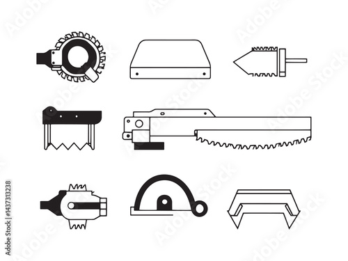 Drywall Saw line art icon detailed sketch design symbol