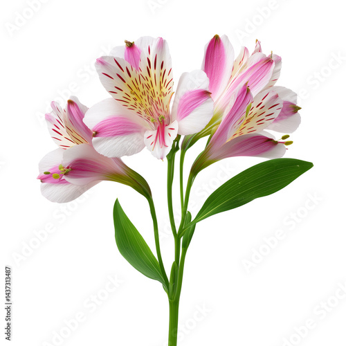 Pink alstroemeria flowers isolated on white background