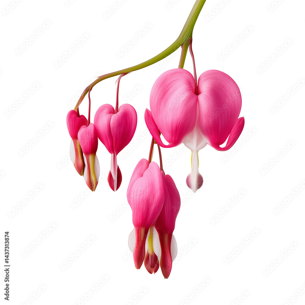 Fototapeta premium Pink bleeding heart flowers isolated on white background