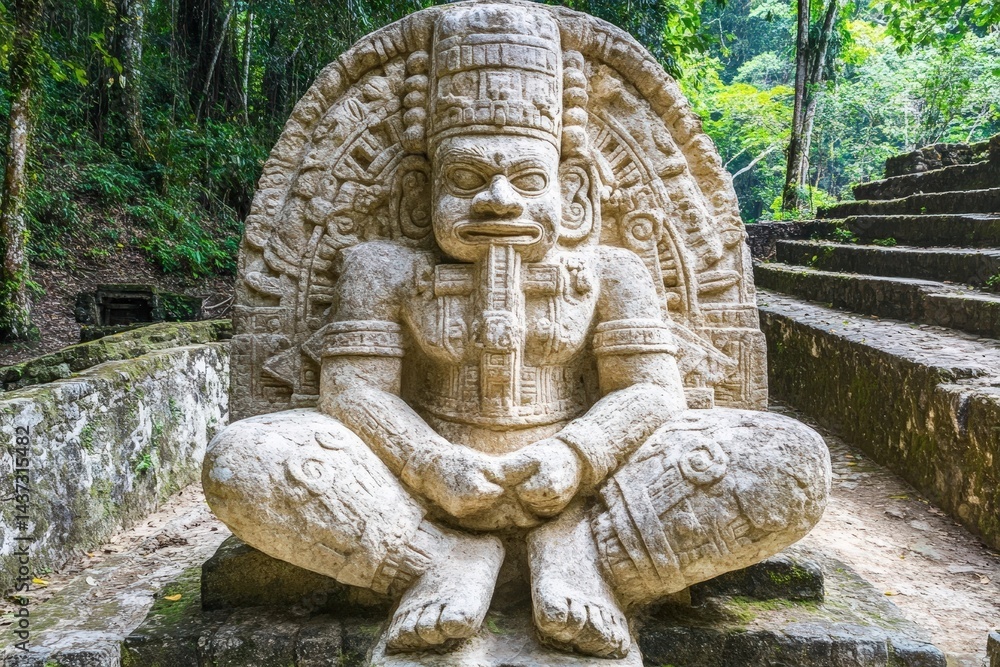 Panoramic view of ancient temples in dense rainforest jungle Panoramic view of ancient temples in dense rainforest jungle