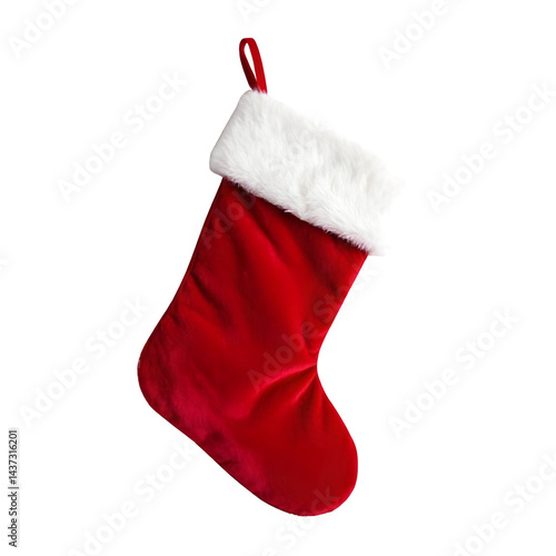 A stocking christmas traditional winter on transparent background.