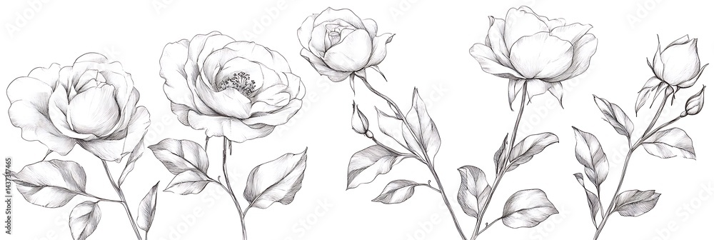 Fototapeta premium Refined Artistic Monochrome Illustration of Elegant Woman with Minimalist Touch