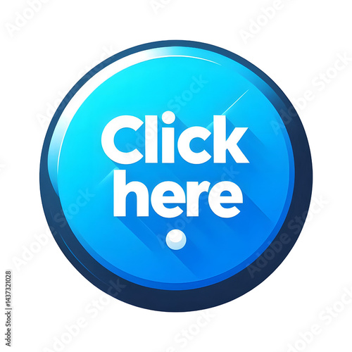 Click here button png graphic download blue call to action web element design on transparent background