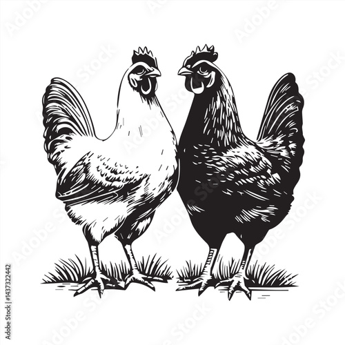 chicken roaster cock icon logo in vector art