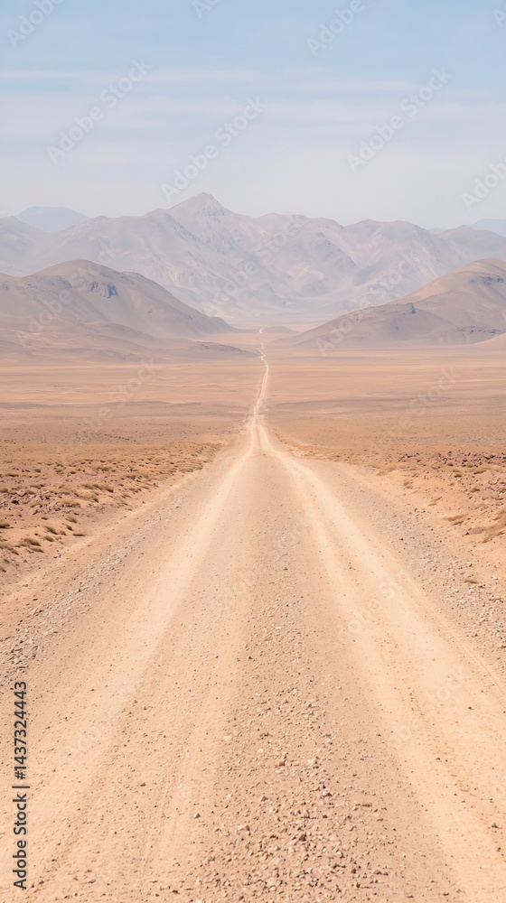Endless Desert Road Leading to Distant Mountains Endless Desert Road Leading to Distant Mountains