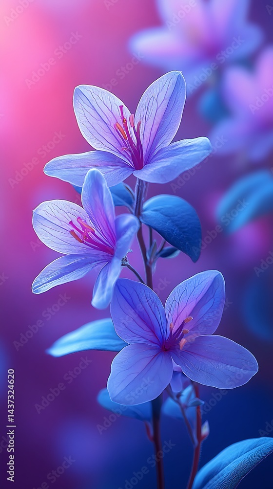 Dreamy purple flowers bloom in soft light Dreamy purple flowers bloom in soft light